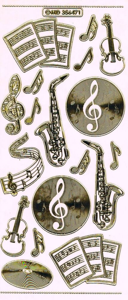 Music instruments, notes etc MD356471. Double Embossed and Clear stickers.