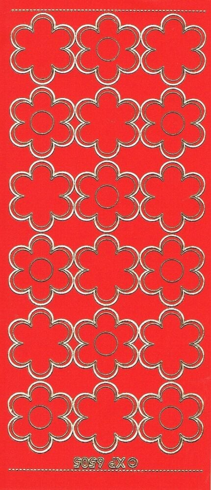 Red plain solid flowers with a gold outline XP6505