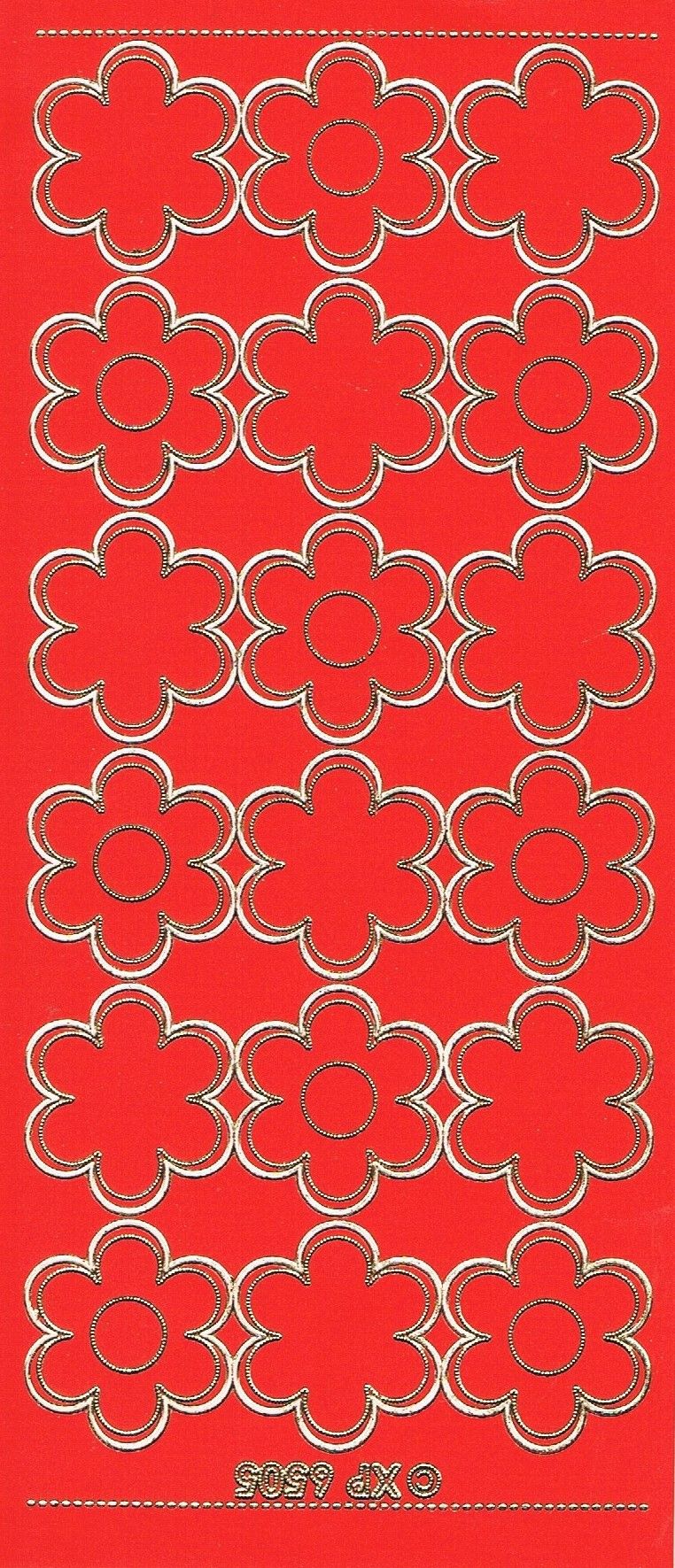 Red plain flowers with a gold outline XP6505