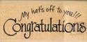 Hats off Congrats Wooden Rubber Stamp
