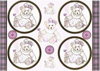 PCT8011 - Lovable Teddies - Lucy die cut paper craft toppers & matching background paper.