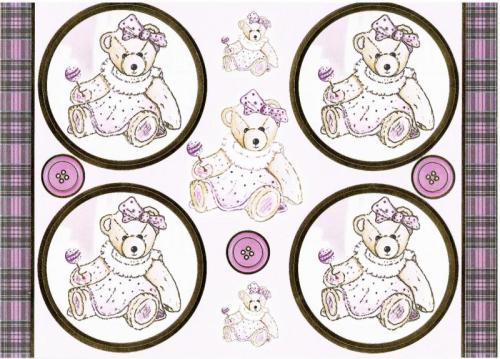 PCT8011 - Lovable Teddies - Lucy die cut paper craft toppers & matching bac
