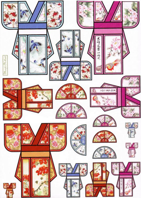 ADH8001 - Kimono Squares of adhesive paper. 3 A4 Sheets