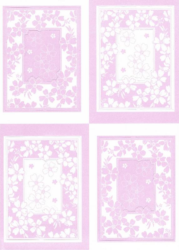 PCT8003/4 - Floral Frames - Pack of 2 die cut paper craft toppers. 1 x Lila