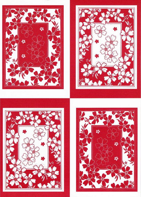 PCT8006/7 - Floral Frames - 2 A4 sheets of die cut paper craft toppers. 1 x