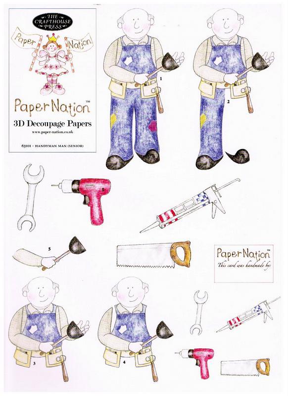 63101 - Handyman (Senior). 3D decoupage with matching backing paper.