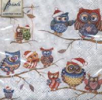 Owls in Winterland napkin. 25 cm x 25 cm