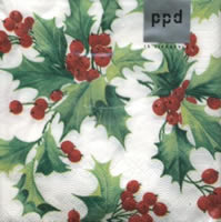Holly Berries napkin. 25 cm x 25 cm