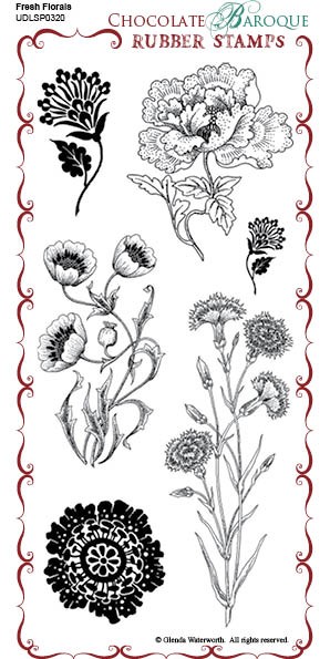 CB04 - Fresh Florals - UDLSP0320 - Grey rubber un-mounted stamp