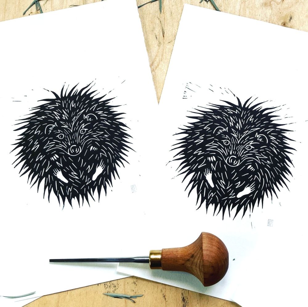 Hedgehog Linocut