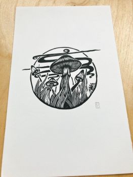 Mushroom Linocut Art Print