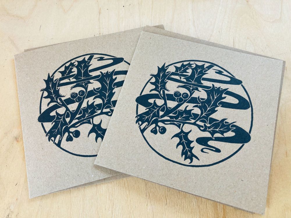 Handprinted Cards - Holly