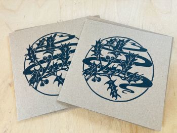 Handprinted Cards - Holly x 2