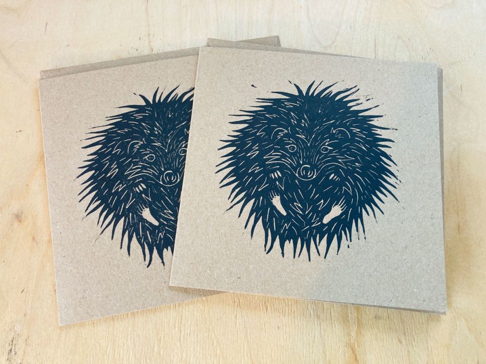 Hand printed Greetings Cards - Hedgehogs