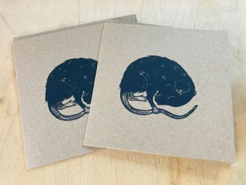 Handprinted Cards - Sleeping Mouse x 2