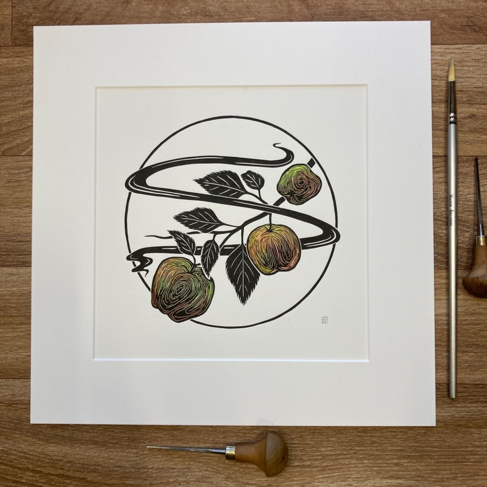 Apples Linocut Art Print