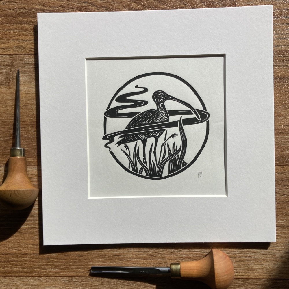 Curlew Linocut Art Print
