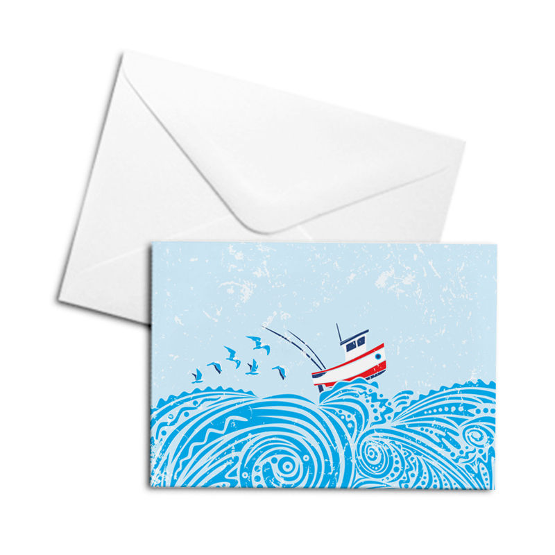 fishing boat card boat card card for boat lovers boat on the ocean
