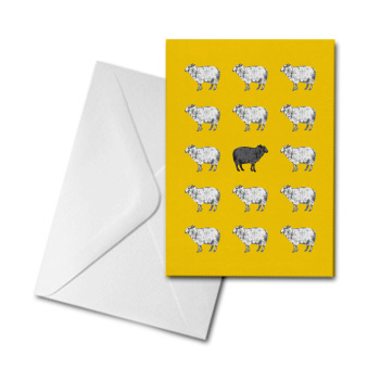 Blank Greetings Card - Black Sheep