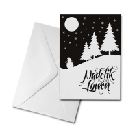 Christmas Card - Trees & Snowman - Nadelik Lowen