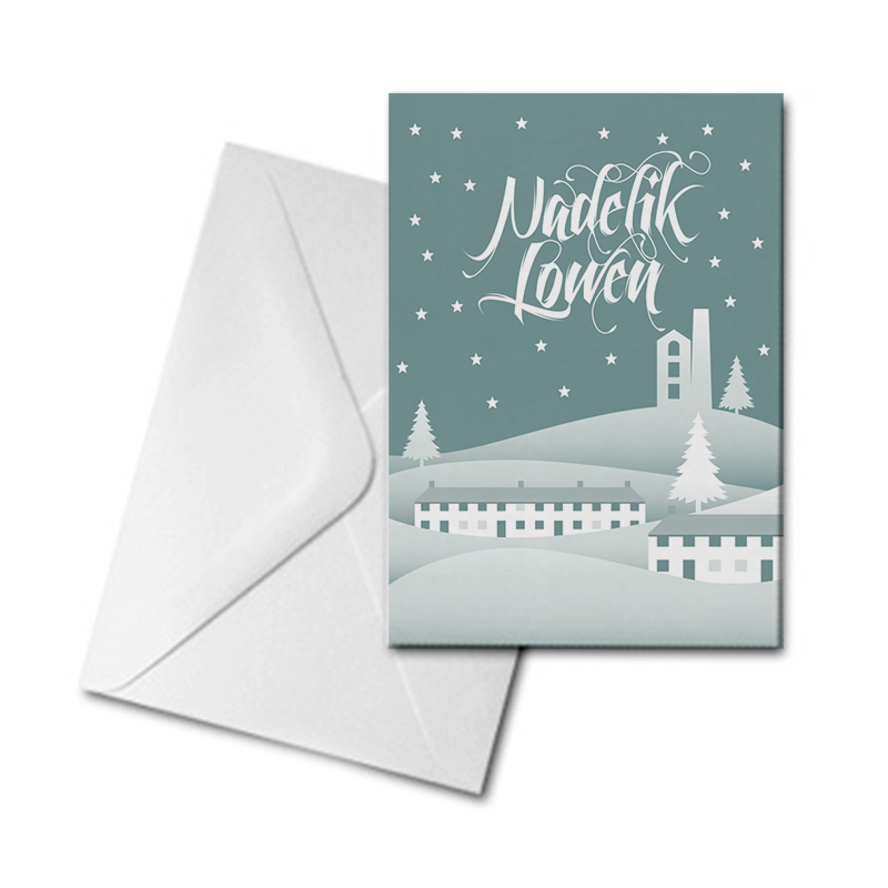 Christmas Card - Winter Village - Nadelik Lowen
