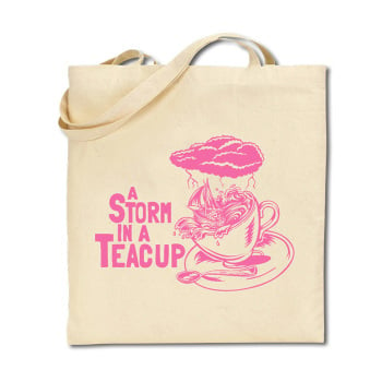 Cotton Tote Bag - Storm in a Teacup - Pale Pink