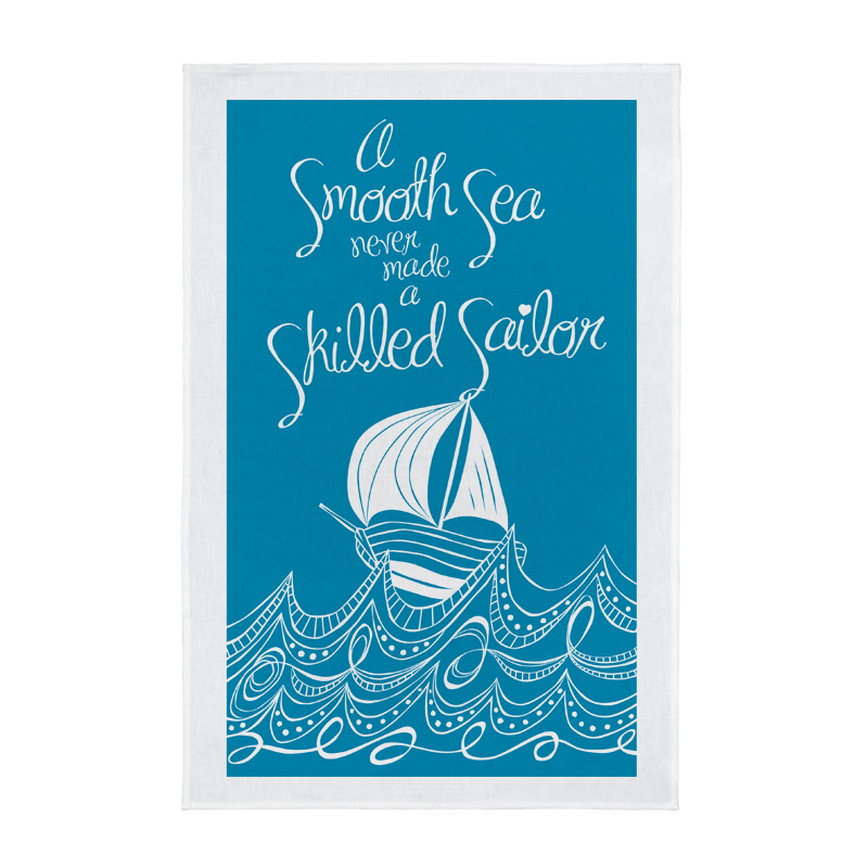 Nautical Screen Printed Tea Towel - A Smooth Sea