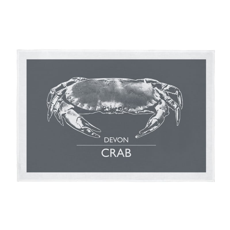 Cornwall Tea Towel - Devon Crab - Dark Grey