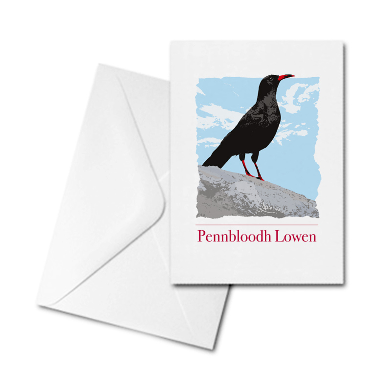 Blank Greetings Card - Pennbloodh Lowen - Chough