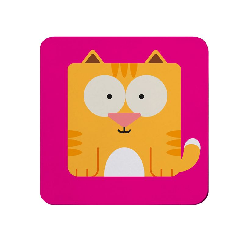 Square-Animal Design Coaster - Cat