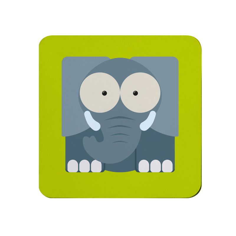 Square-Animal Design Coaster - Elephant