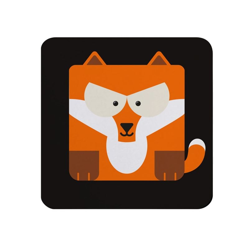 Square-Animal Design Coaster - Fox