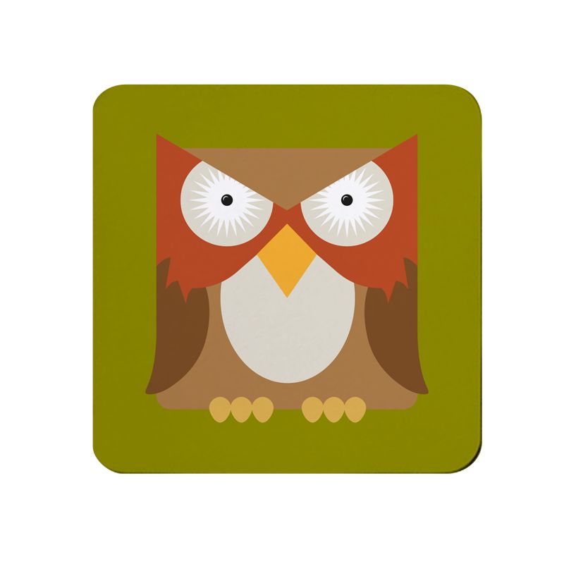 Square-Animal Design Coaster - Owl