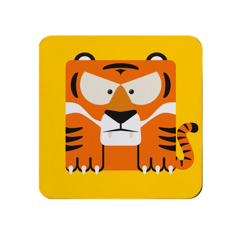 Square-Animal Design Coaster - Tiger