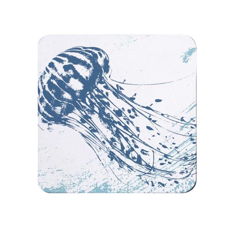 Jellyfish Coaster - Blue & White Melamine - Nautical Style