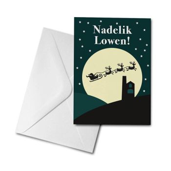 Christmas Card - Santa and Sleigh - Nadelik Lowen
