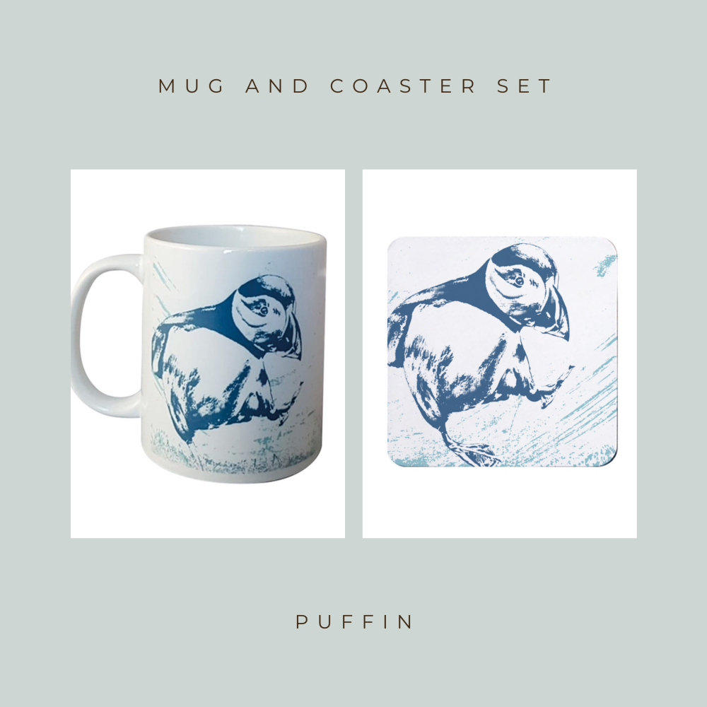 Coaster and Mug Gift - Puffin