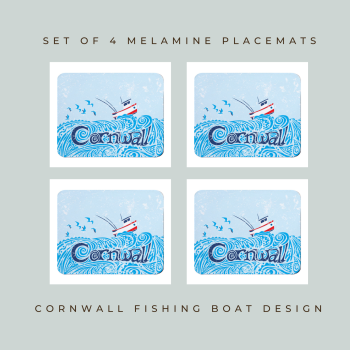 4 Cornwall Fishing Boat Placemats - Full Colour Melamine - Nautical Style