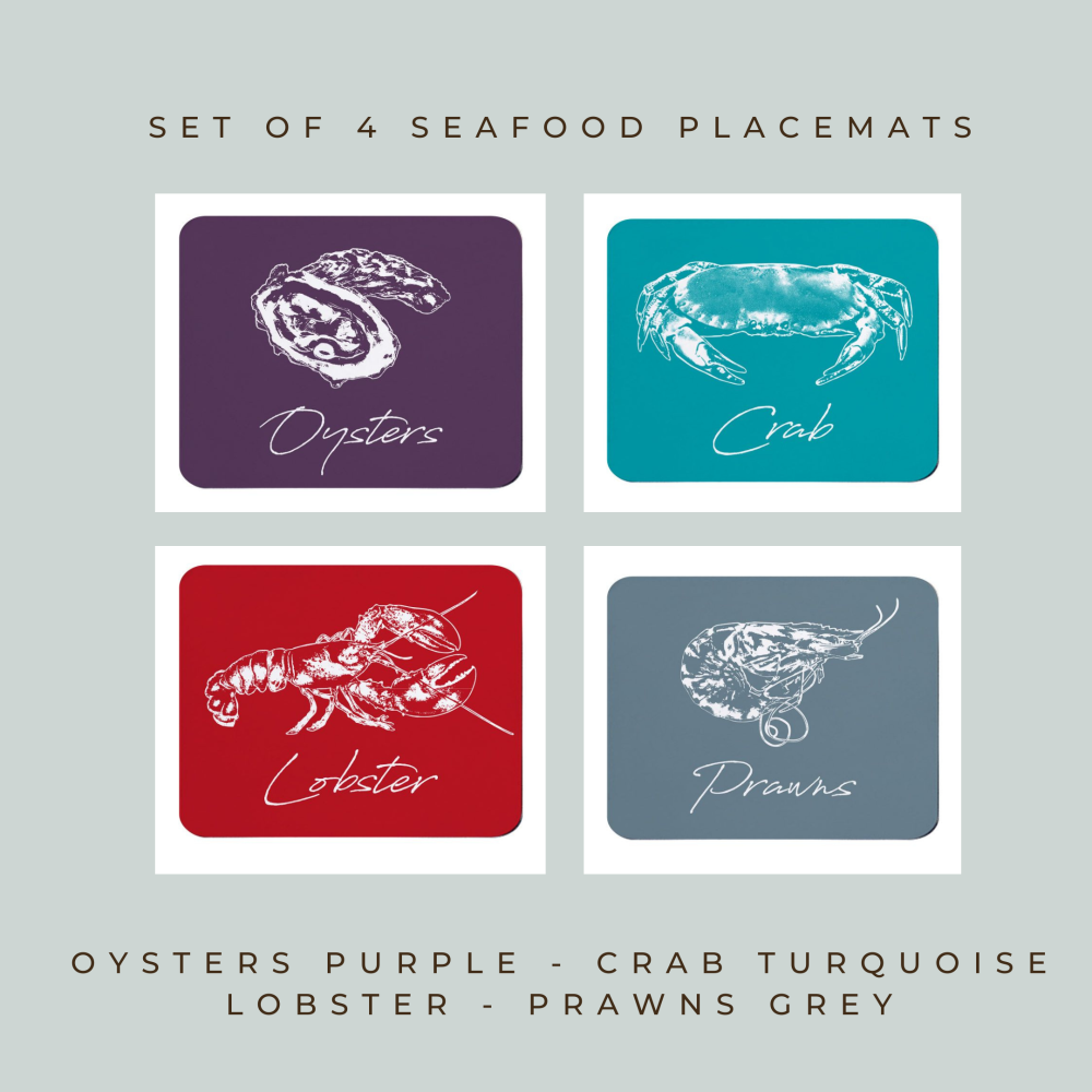 Set of 4 Placemats - Seafood Variety