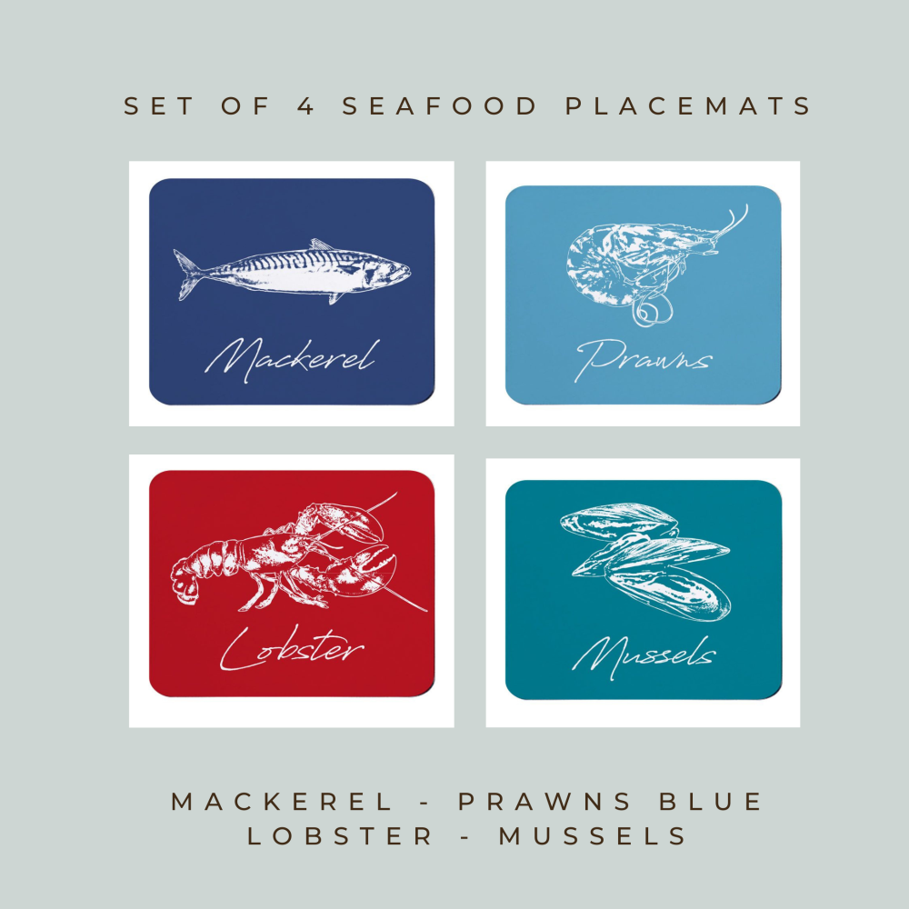 Set of 4 Placemats - Seafood Variety