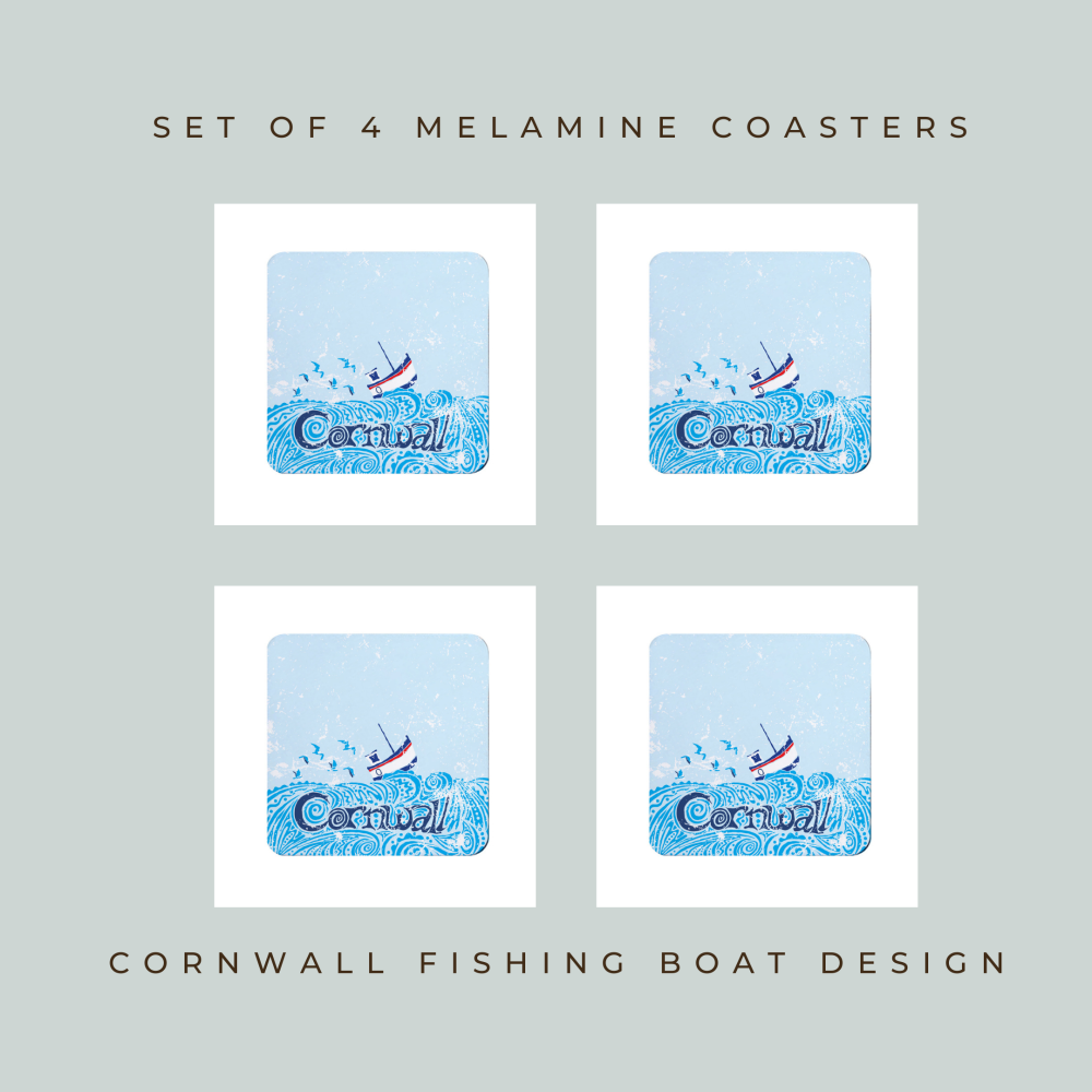 4 Cornwall Boat Coasters - Cornwall Gift - Cornish Vibes
