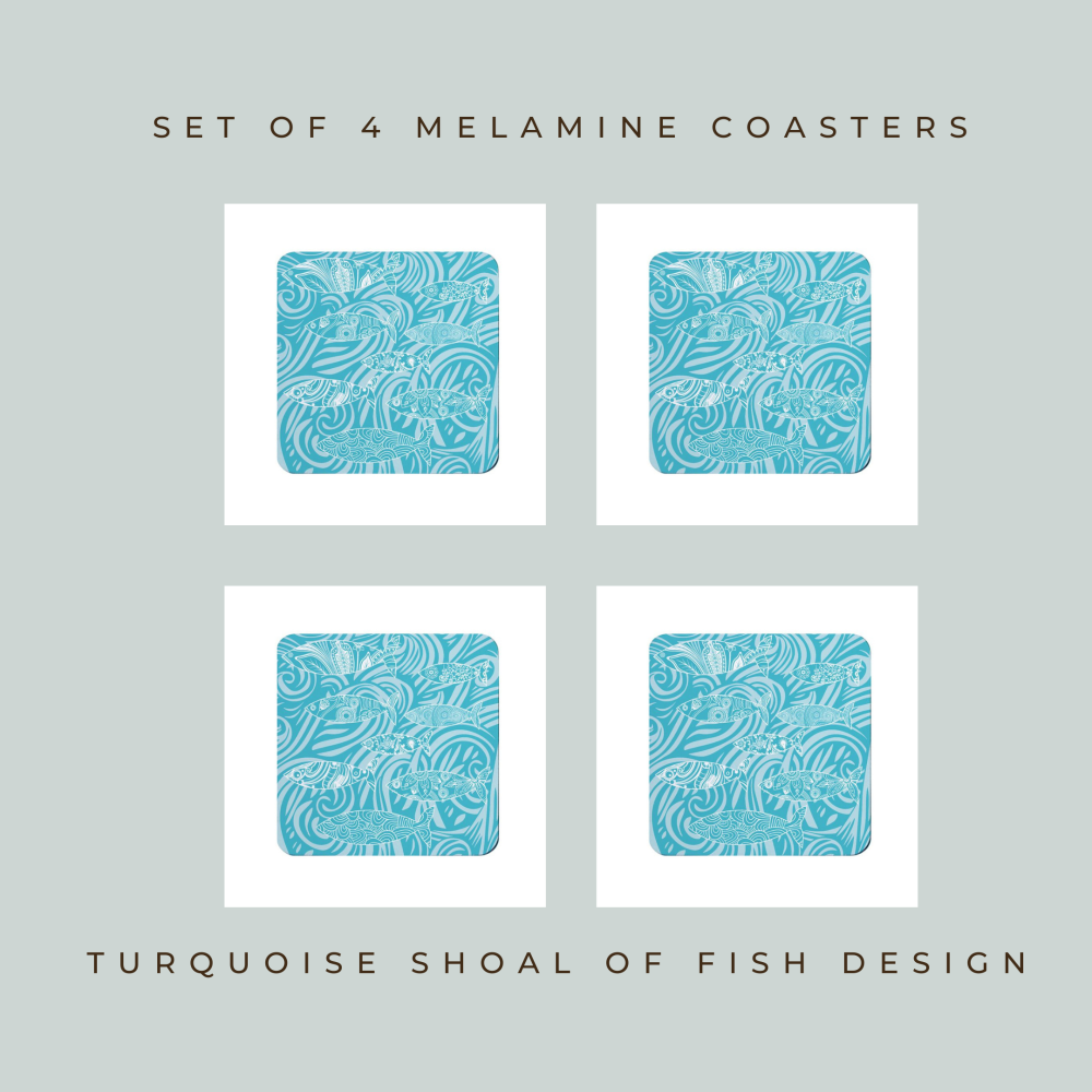 4 Shoal of Fish Coasters - Beach House Style - Ocean Vibes