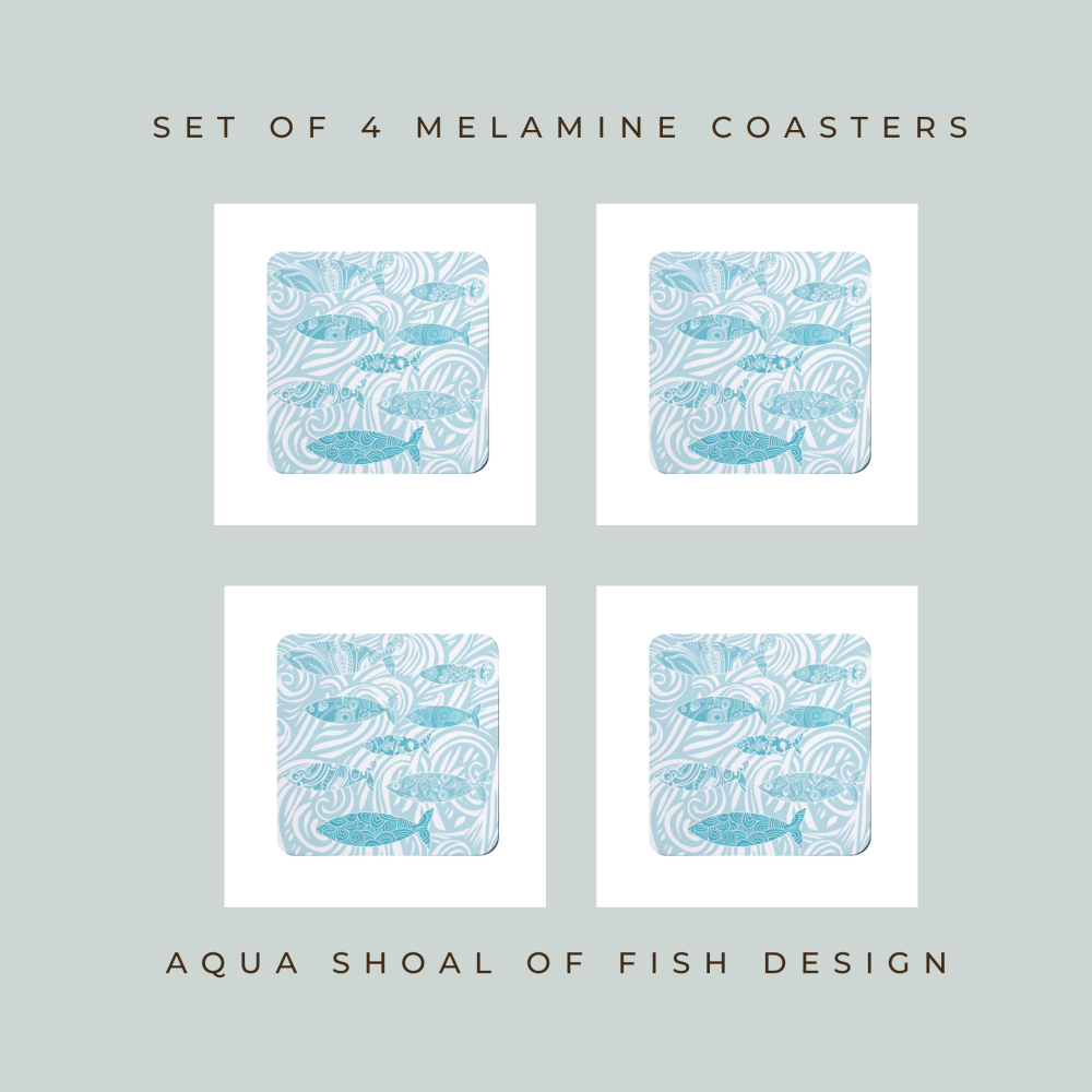 4  Shoal of Fish Coasters - Beach House Style - Seaside Vibes