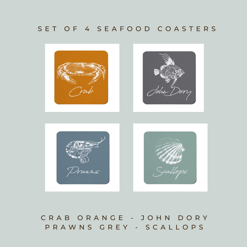 Set of 4 Coasters - Seafood Variety