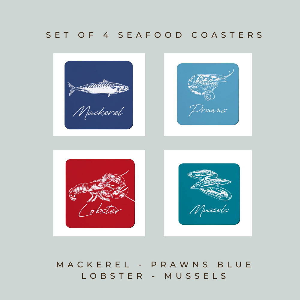 Seafood Coasters Seaside Homewares from Cornwall Nautical Gifts