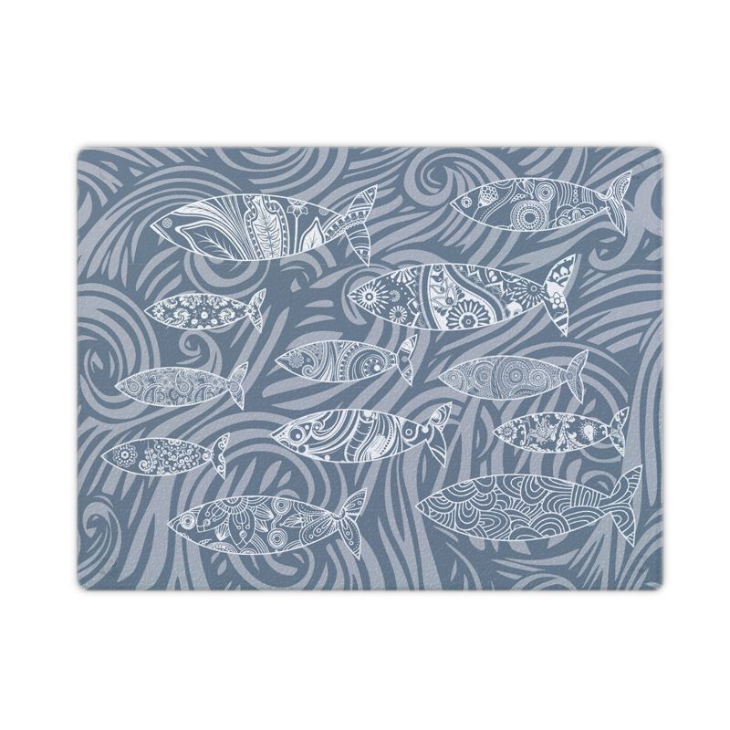 Smooth Glass Surface Protector - Dark Grey Shoal of Fish Design