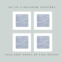 4 Shoal of Fish Coasters - Grey Melamine - Ocean Vibes