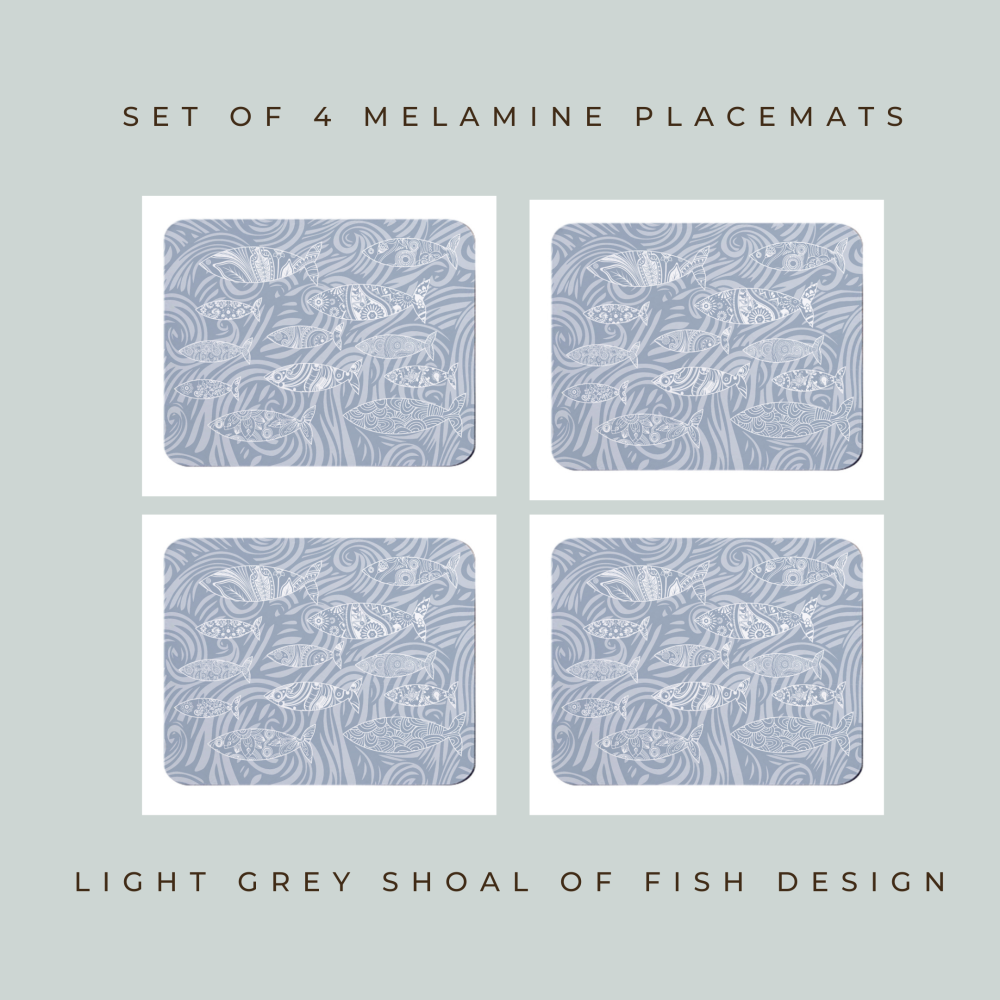 Shoal of Fish Placemats - Light Grey - Coastal Style