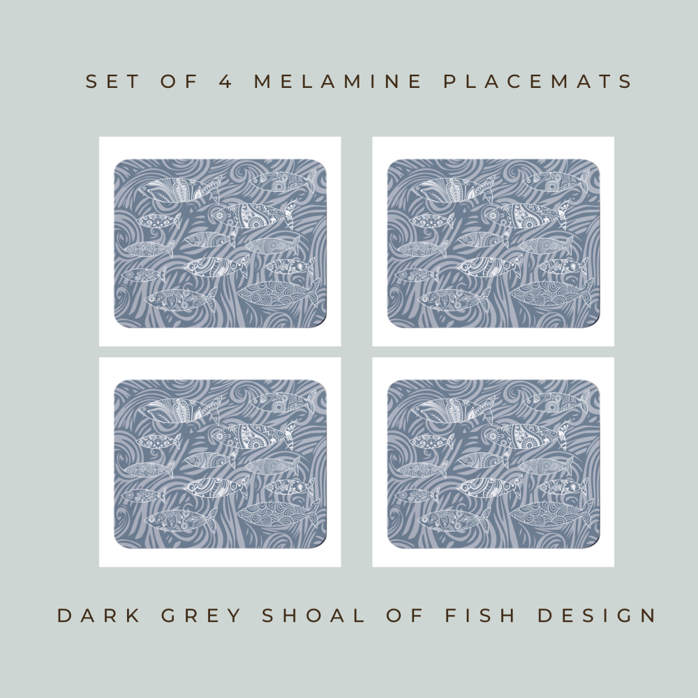 Shoal of Fish Placemats - Dark Grey - Coastal Style
