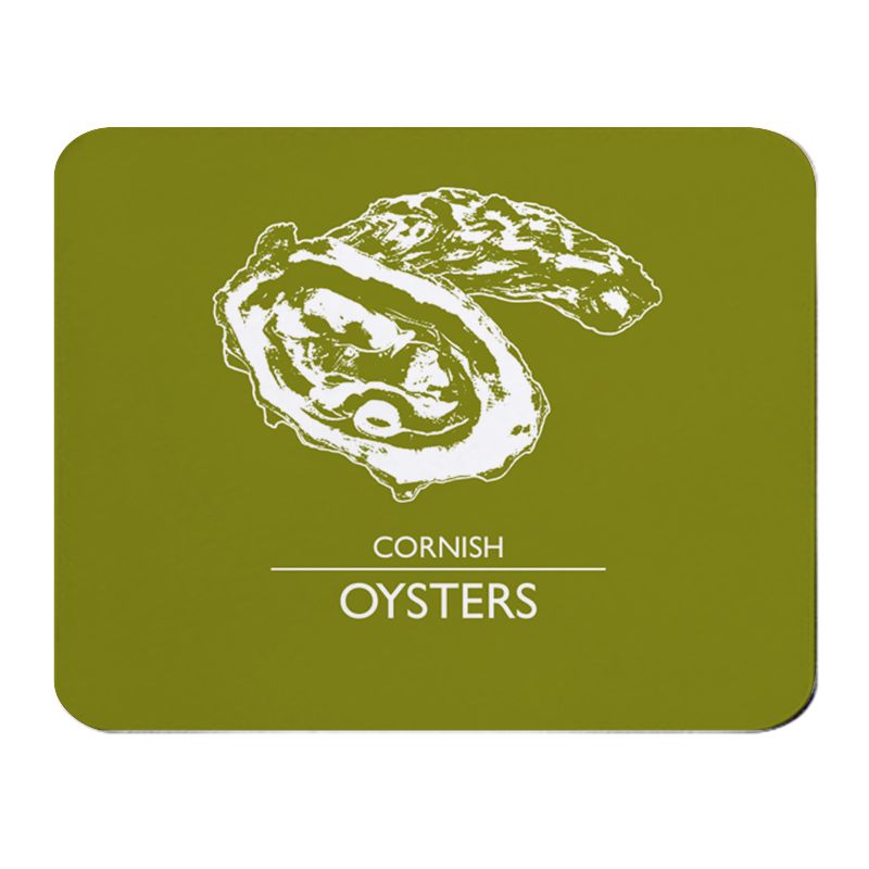 Cornish Oysters Placemat - Olive & White Melamine - Cornwall Style